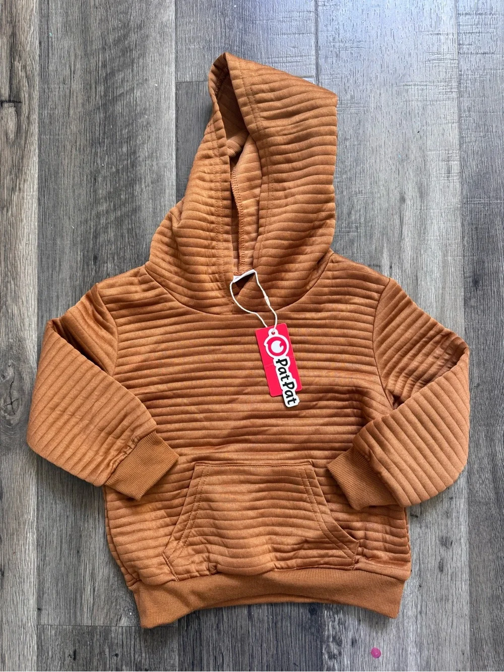 PatPat Kids Ribbed Hoodie in Rust